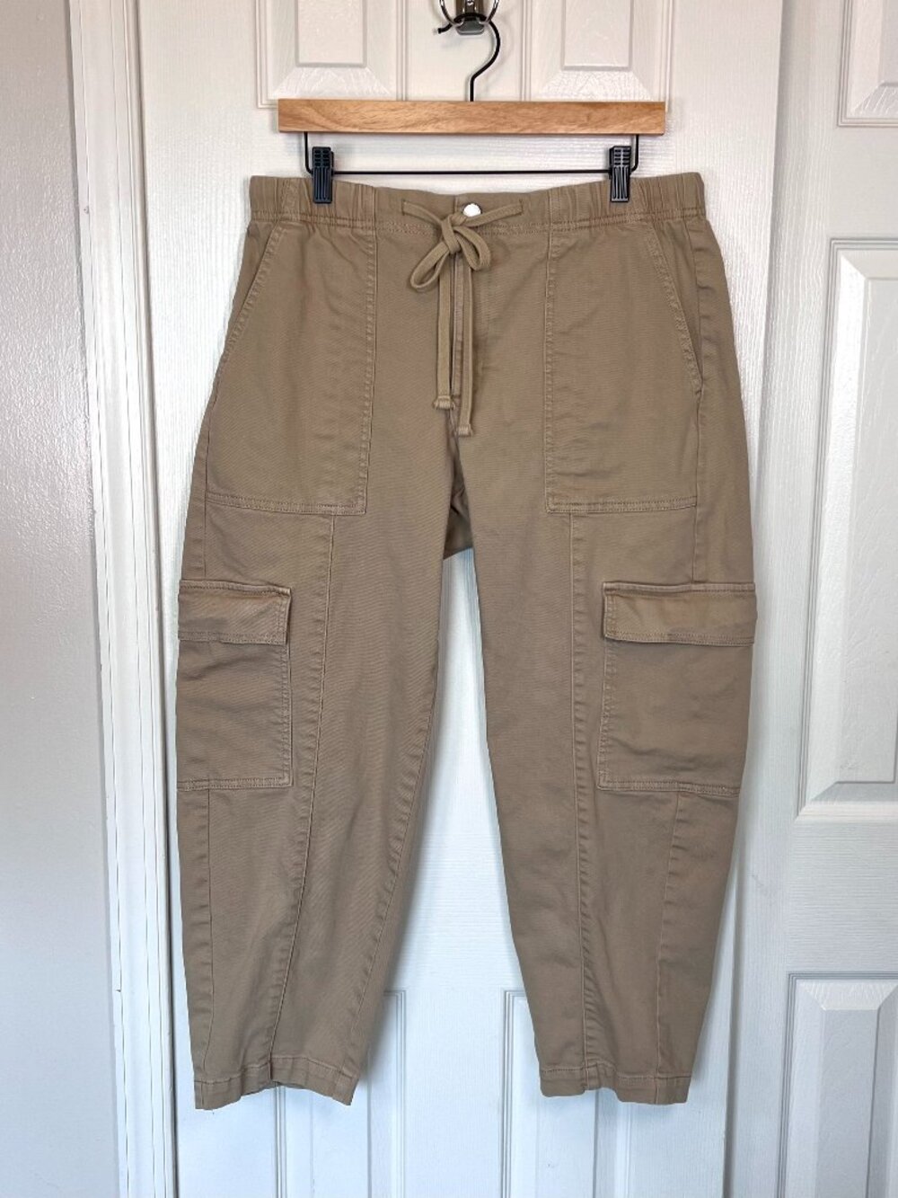 Banana Republic Draw String Tapered Chino Khaki Cargo Pants Size Large